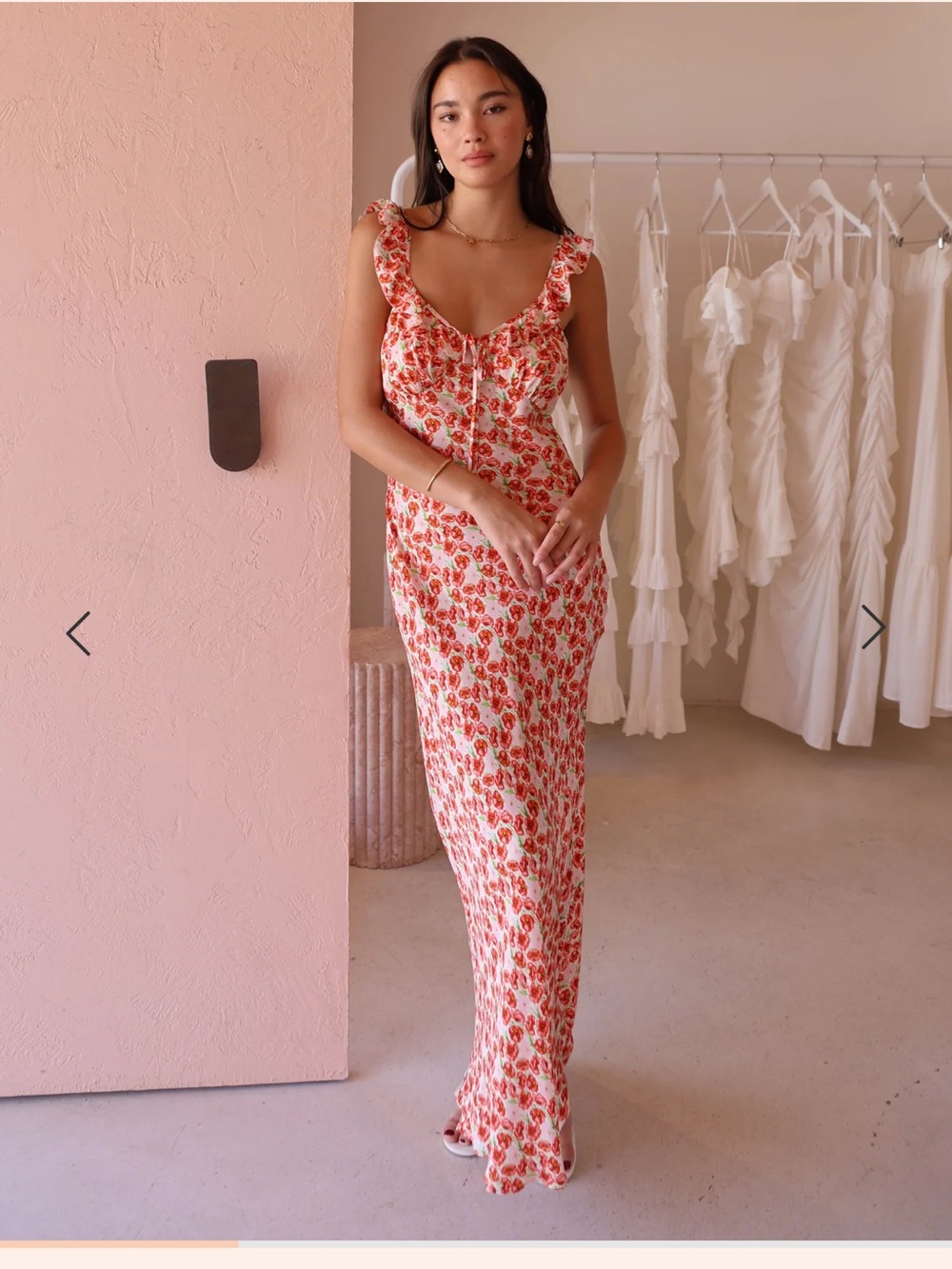 Roame Dorothy Midi Dress in Poppy - Size 4